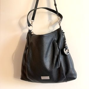 Michael Kors black pebbled leather Hobo W/. crossbody strap & shoulder strap